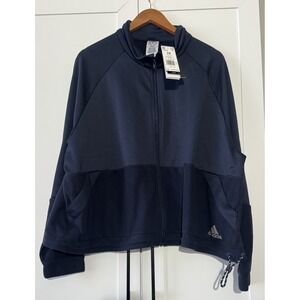 Adidas Zoe Saldana Track Navy Crop Jacket Women's 3X Full Zip Long Sleeve NEW